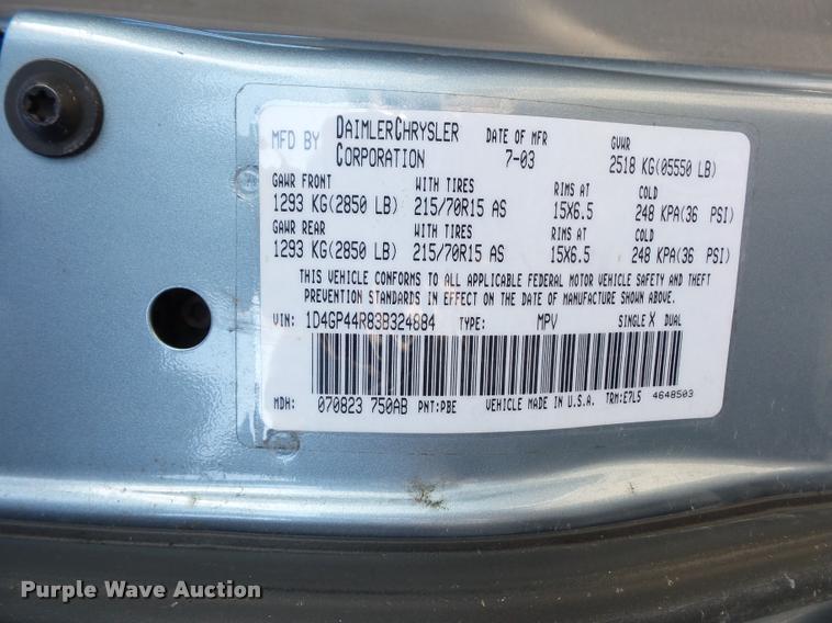 image for item BG9648 2003 Dodge Grand Caravan van