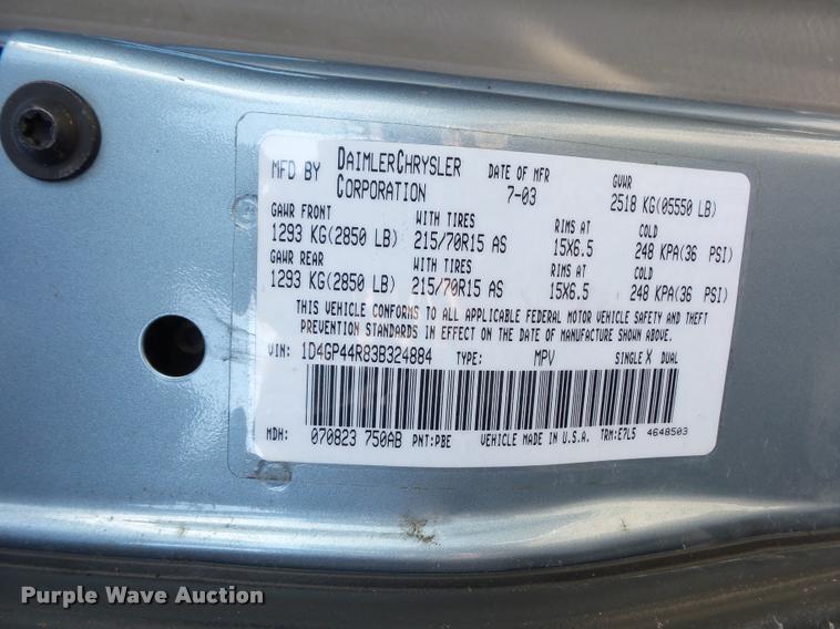 image for item BG9648 2003 Dodge Grand Caravan van