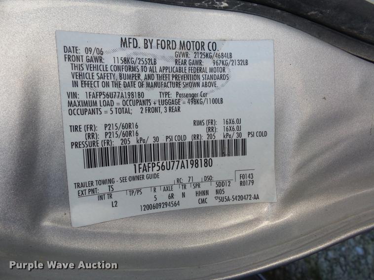 image for item BG9657 2007 Ford Taurus