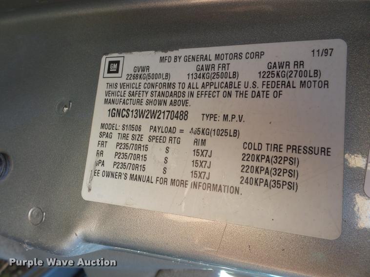 image for item BG9660 1998 Chevrolet Blazer SUV