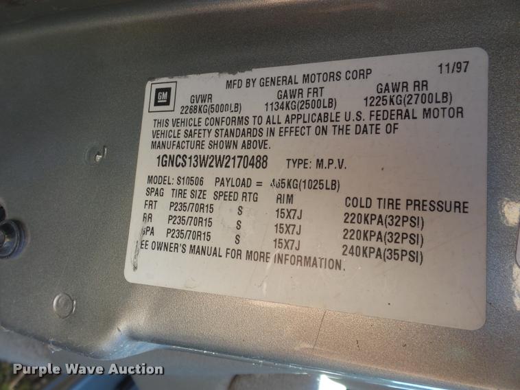 image for item BG9660 1998 Chevrolet Blazer SUV