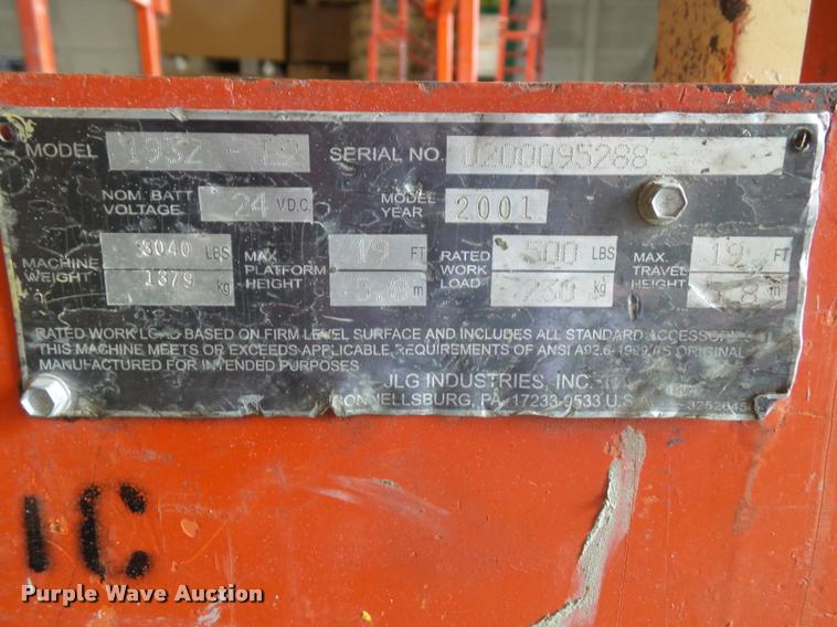 image for item BP9479 2001 JLG 1932E2 scissor lift