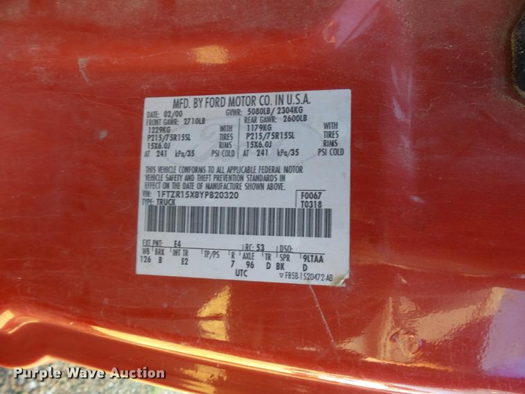 image for item BS9762 2000 Ford Ranger SuperCab pickup truck