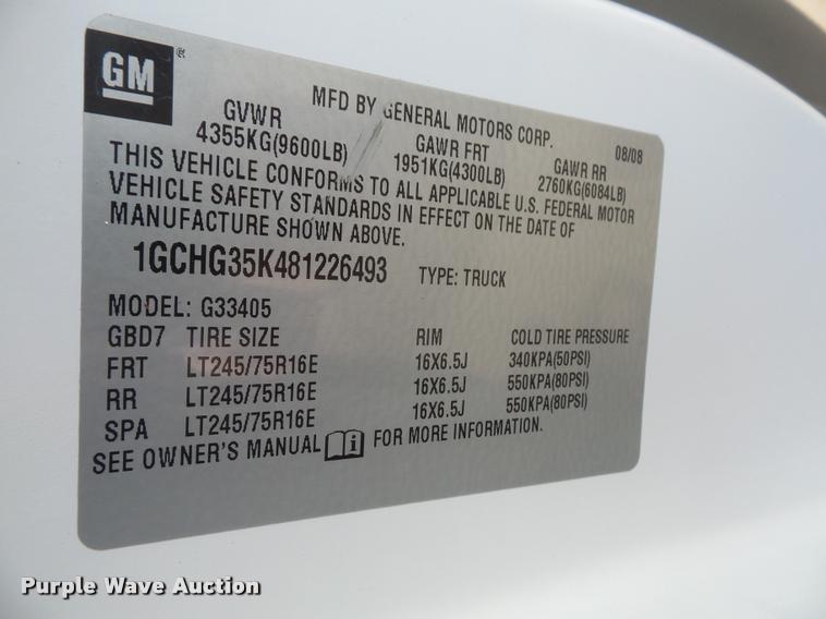 image for item DA3785 2008 Chevrolet Express 3500 Cargo van