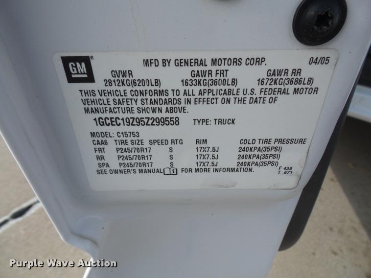 image for item DA3798 2005 Chevrolet Silverado 1500 Ext. Cab pickup truck