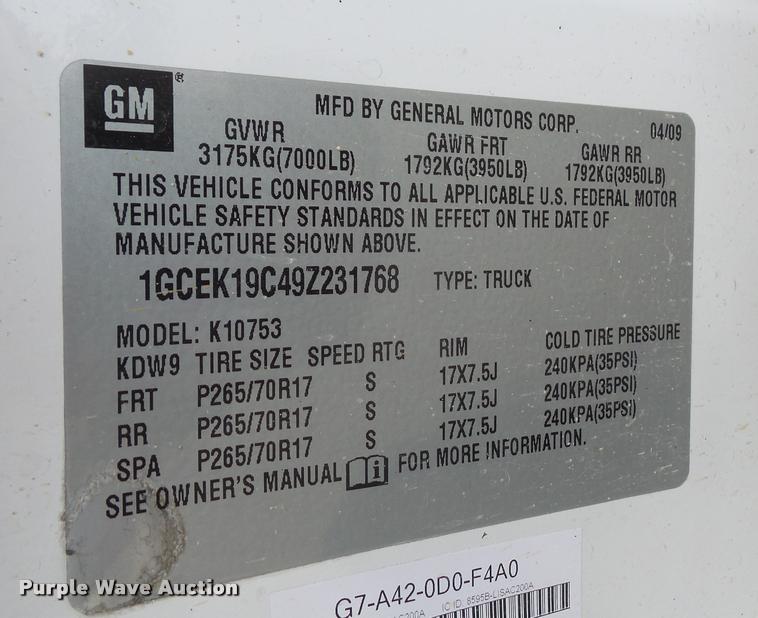 image for item DA3807 2009 Chevrolet Silverado 1500 Ext. Cab pickup truck