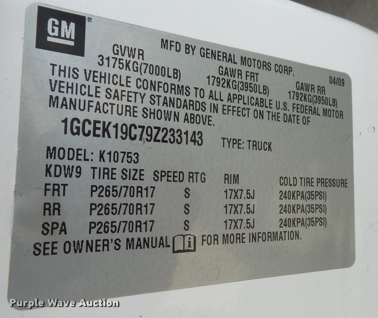 image for item DA3819 2009 Chevrolet Silverado 1500 Ext. Cab pickup truck