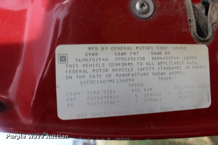 image for item DA4285 1991 Chevrolet 1500 pickup truck