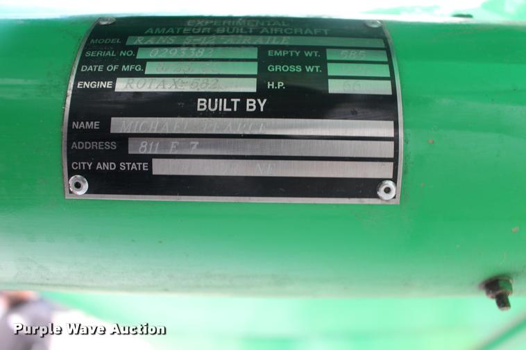 image for item DA4292 2000 Rang S12 ultra light airplane