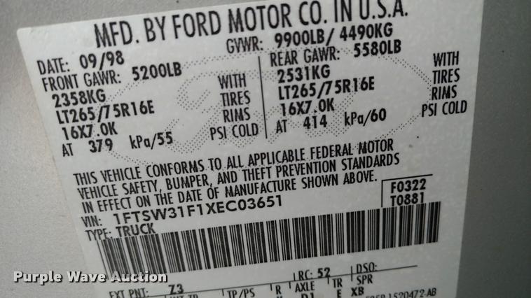 image for item DA4347 1999 Ford F350 Super Duty pickup truck