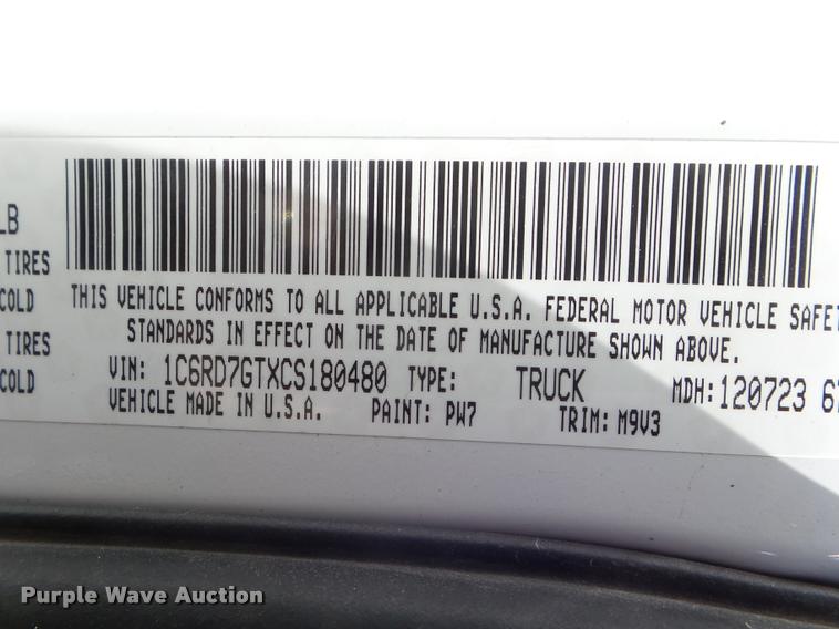 image for item DB3596 2012 Dodge Ram 1500 Quad Cab pickup truck