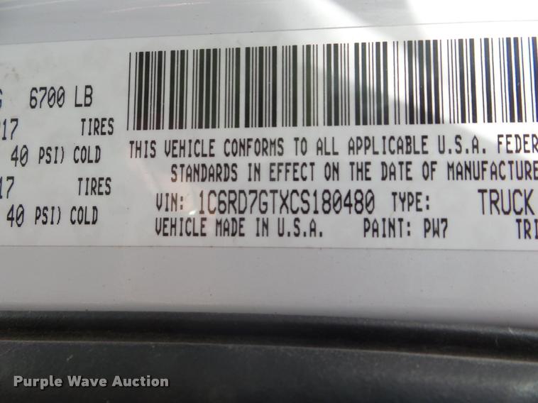 image for item DB3596 2012 Dodge Ram 1500 Quad Cab pickup truck