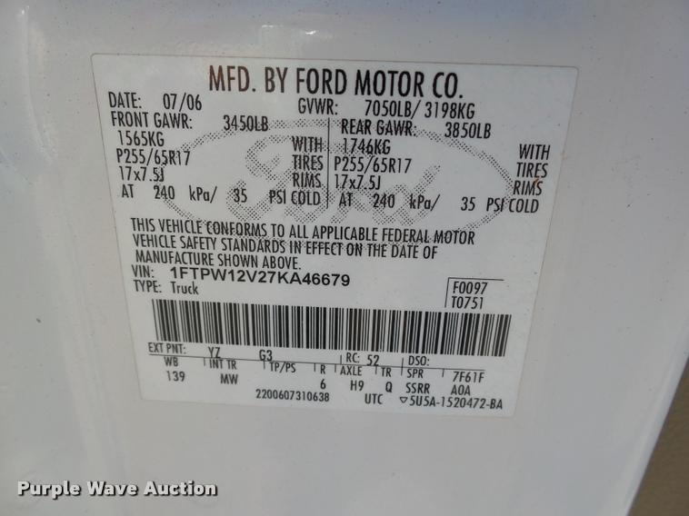 image for item DB4565 2007 Ford F150 XLT SuperCrew pickup truck