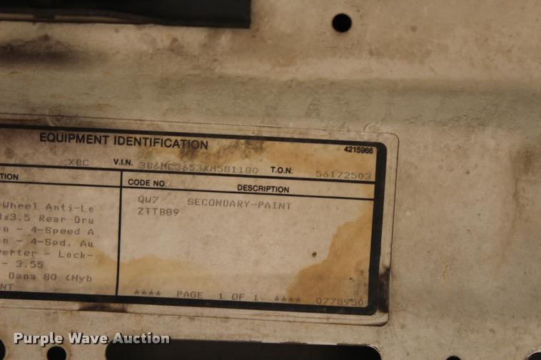 image for item J4349 1999 Dodge Ram 3500 utility truck