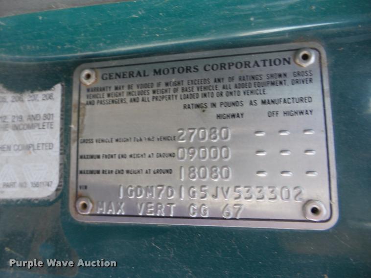 image for item J8728 1988 GMC TopKick C70 dump truck