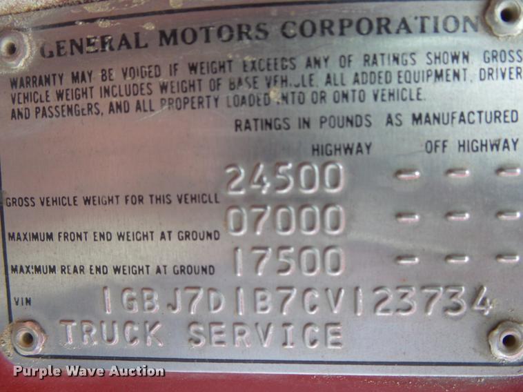 image for item K1049 1982 Chevrolet C70 dump truck