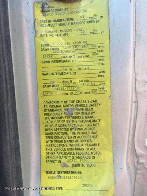 image for item K1353 1995 Chevrolet 3500 flatbed pickup truck