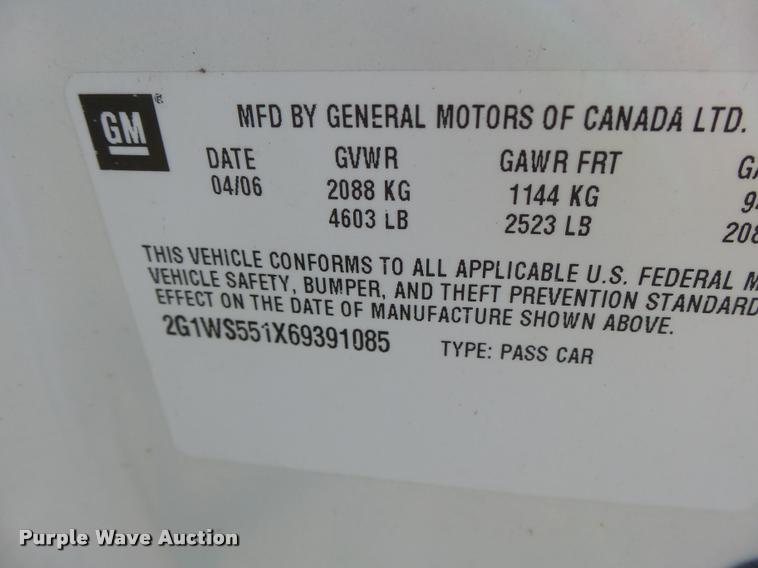 image for item K5685 2006 Chevrolet Impala Police