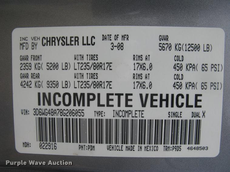 image for item L3905 2008 Dodge Ram 3500HD SLT Quad Cab flatbed pickup truck