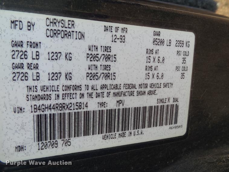 image for item L6610 1994 Dodge Grand Caravan van