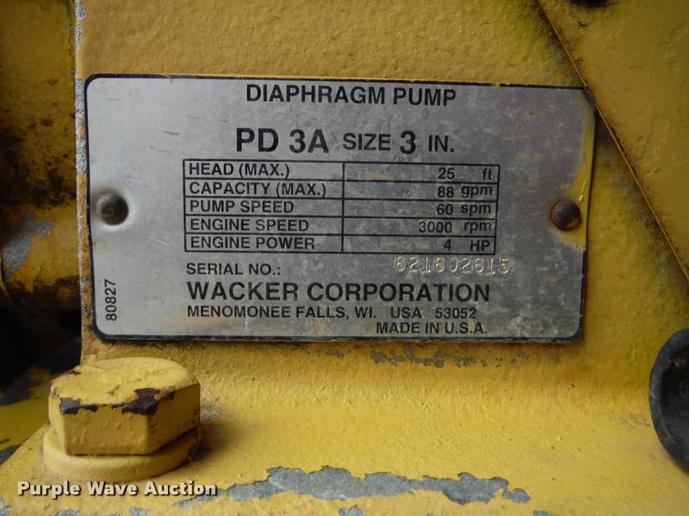 image for item CC9509 1994 Wacker PDA3 diaphram pump