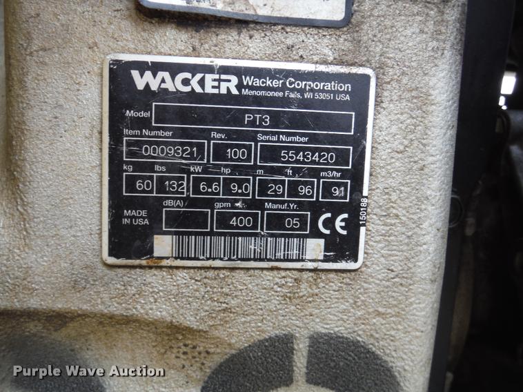 image for item CC9510 2007 Wacker PT3 pump