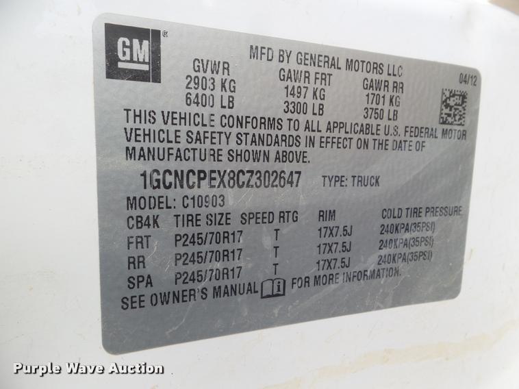 image for item DB3573 2012 Chevrolet Silverado 1500 pickup truck