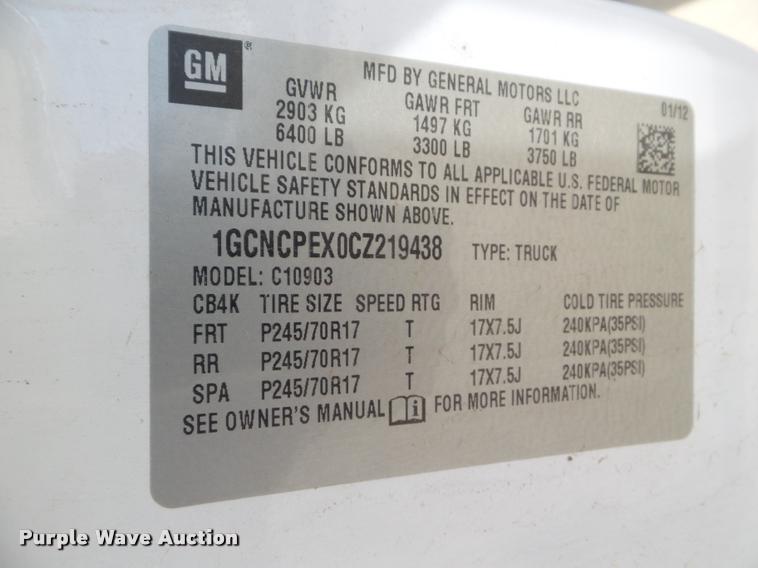 image for item DB3575 2012 Chevrolet Silverado 1500 pickup truck