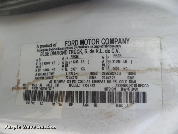 image for item DB3576 2008 Ford F750 Super Duty bucket truck