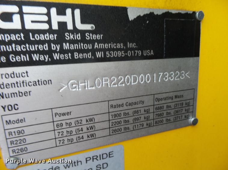 image for item K2453 2013 Gehl R220 skid steer