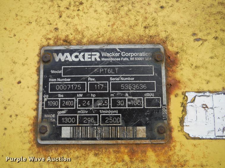 image for item K7711 2002 Wacker PT6LT pump