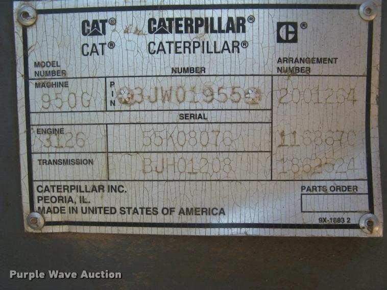 image for item L3901 2001 Caterpillar 950G wheel loader