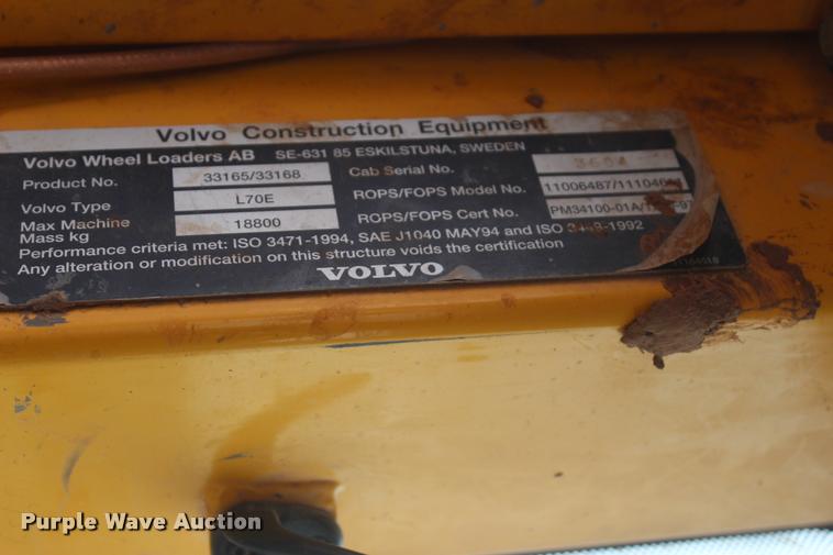 image for item L4852 2006 Volvo L70E wheel loader