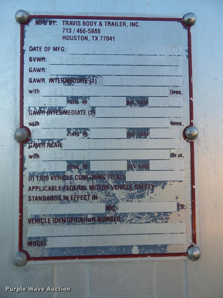 image for item DA3888 1999 Travis T102 end dump trailer