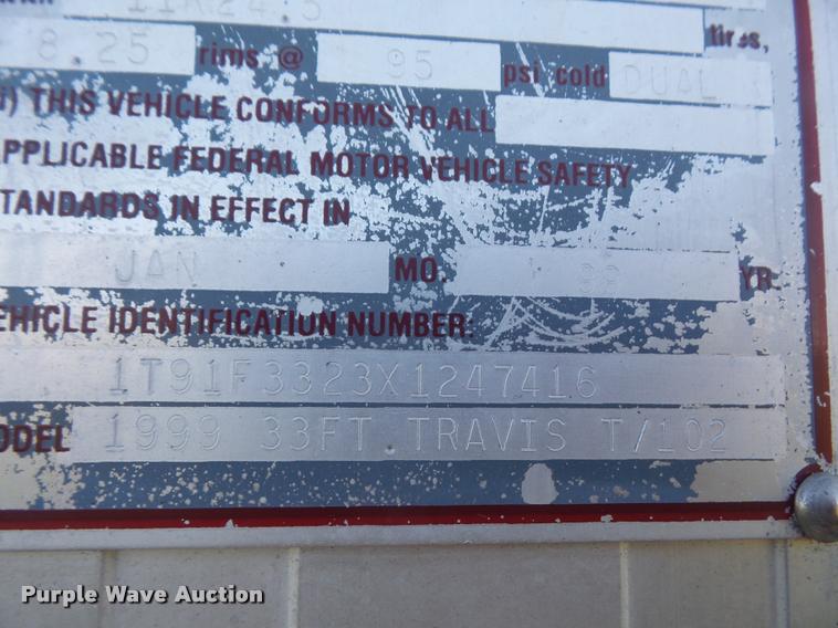 image for item DA3888 1999 Travis T102 end dump trailer