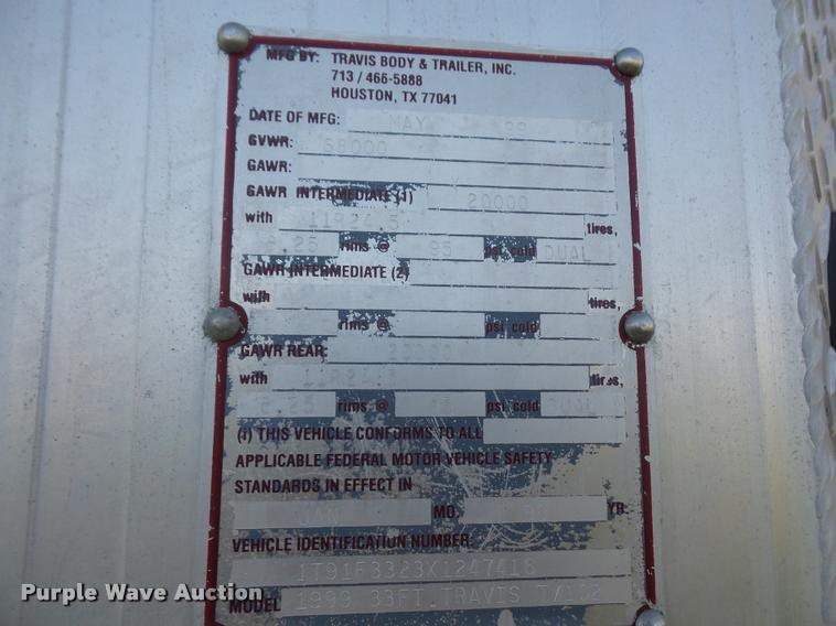 image for item DA3888 1999 Travis T102 end dump trailer