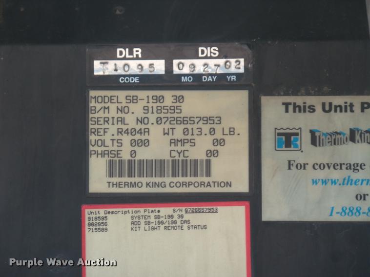 image for item DB3595 1998 Utility V52R refrigerated van trailer