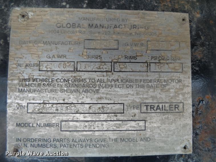 image for item K5120 2002 Global 4811SPD drop deck trailer