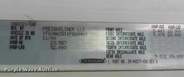 image for item L4115 2001 Freightliner Columbia 120 semi truck