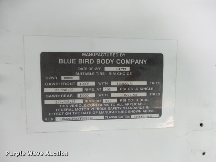 image for item AH9824 2000 Blue Bird TC2000 school bus