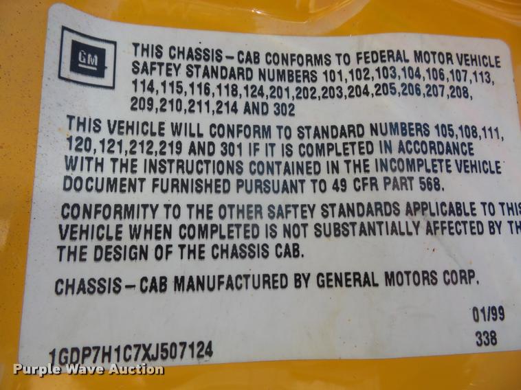 image for item DA3876 1999 GMC C8500 dump truck