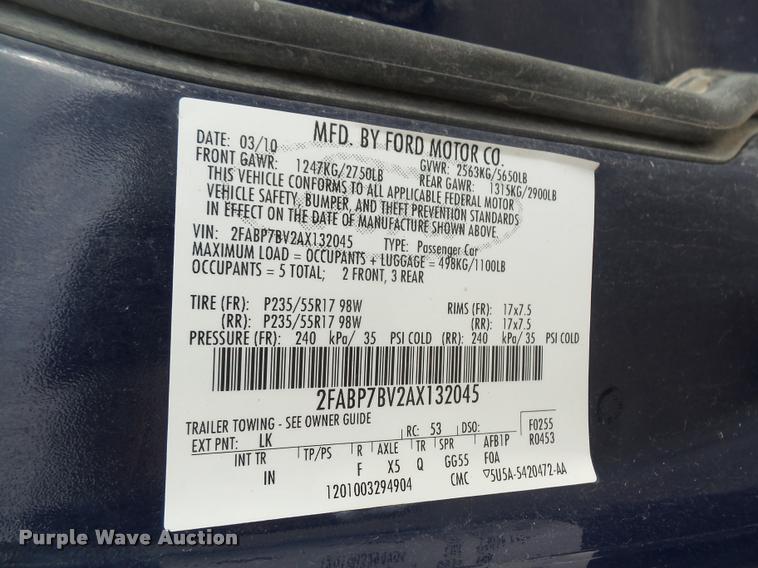 image for item DA3877 2010 Ford Crown Victoria Police Interceptor