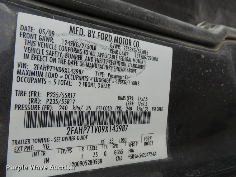 image for item DA3886 2009 Ford Crown Victoria Police Interceptor