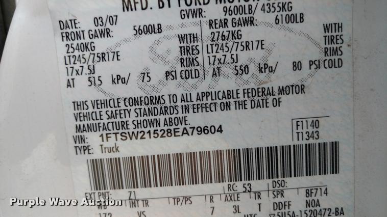 image for item DA4370 2008 Ford F250 Crew Cab pickup truck