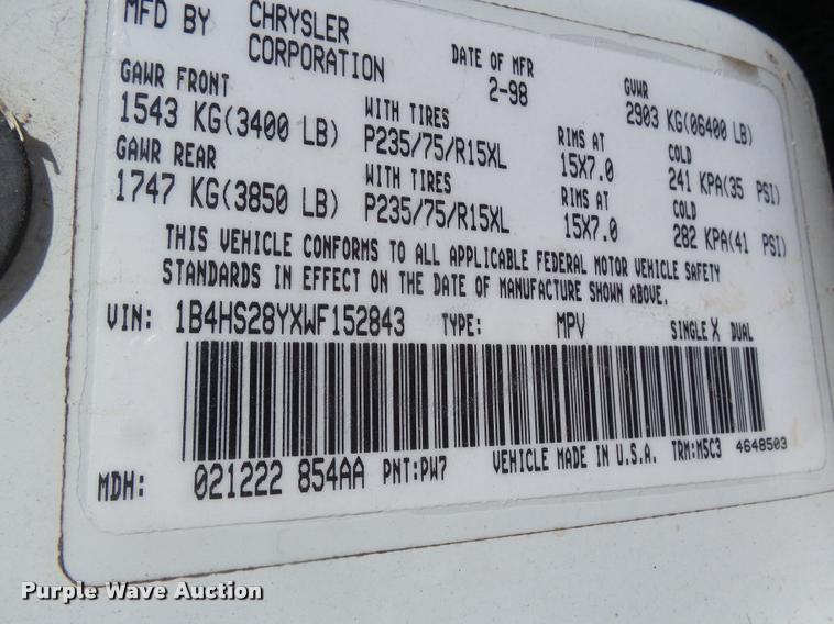 image for item DA4672 1998 Dodge Durango SLT SUV