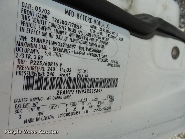 image for item DA8877 2003 Ford Crown Victoria Police Interceptor