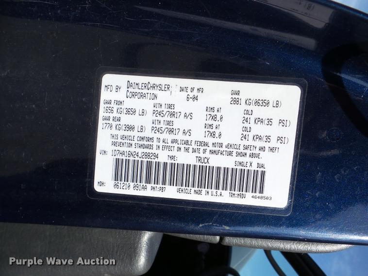 image for item DA8974 2004 Dodge Ram 1500 pickup truck