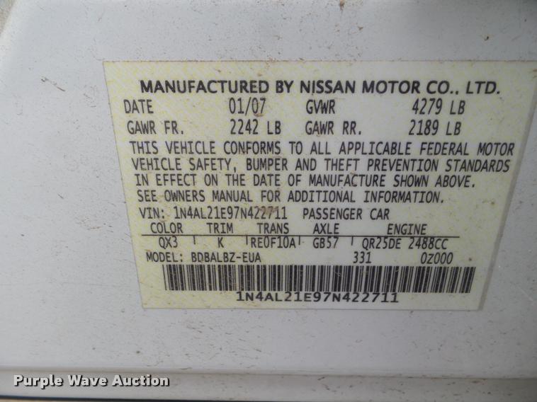 image for item DB3592 2007 Nissan Altima