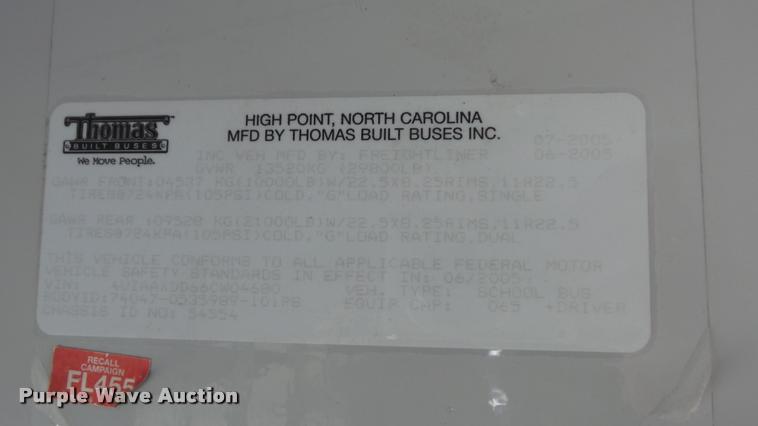 image for item K8125 2006 Freightliner FS65 Thomas school bus