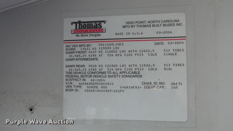 image for item K8126 2005 Freightliner FS65 Thomas school bus